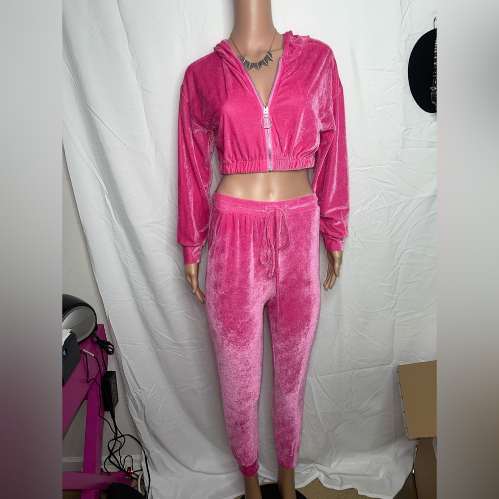 ElillyBazar Pink Velvet Top and bottom